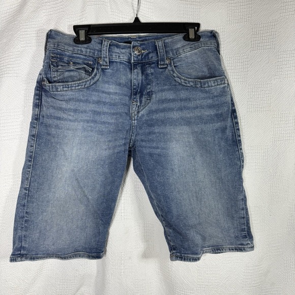 True Religion Shorts Mens 31 Blue Stretch Ricky‎ Relaxed Straight Denim - Picture 1 of 8